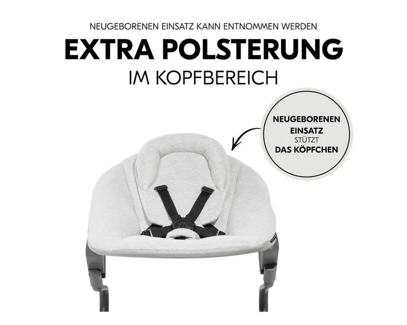 Hochstuhltablett Bouncer 2in1 Premium - Light Grey, Neugeborenenaufsatz & Baby Wippe für Alpha & Beta Hochstuhl ab Geburt by Hauck – product photo 3 of 3