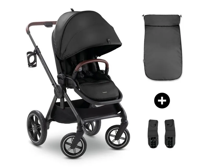 Kombi-Kinderwagen Comfort N Care - Black, Sportwagen mit Liegefunktion & höhenverstellbarem Schieber bis 22 kg van Hauck in Schwarz – productfoto
