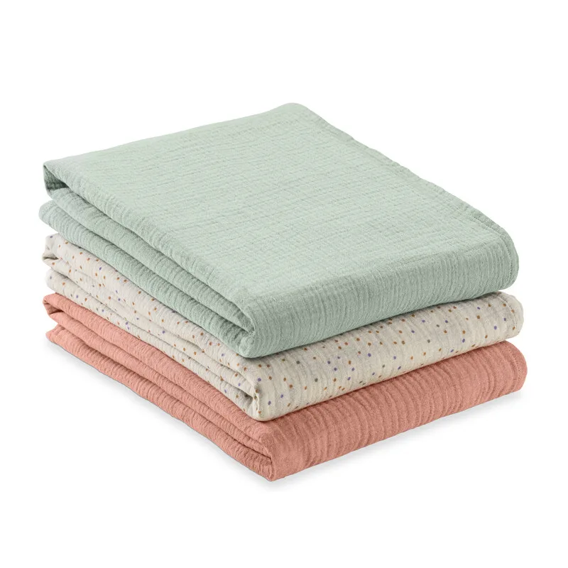 Mullwindeln / Mulltücher / Spucktücher Cuddle N Clean - 3er Set 80 x 80 cm - Salbeigrün / Beige Punkte / Kork von Hauck – Produktfoto