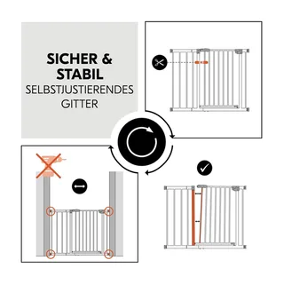 Tür- & Treppenschutzgitter Open N Stop​ 2 inkl. Verlängerung 21 cm, 96-101 cm fra Hauck i Hvid, 96 × 77 mm – produktbillede 3 af 3
