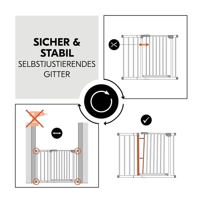 Tür- & Treppenschutzgitter Open N Stop​ 2 inkl. Verlängerung 21 cm, 96-101 cm fra Hauck i Hvid, 96 × 77 mm – produktbillede 3 af 3