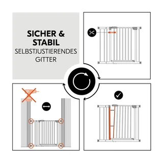 Tür- & Treppenschutzgitter Open N Stop​ 2 inkl. Verlängerung 9 cm, 84-89 cm fra Hauck i Hvid, 84 × 77 mm – produktbillede 3 af 3