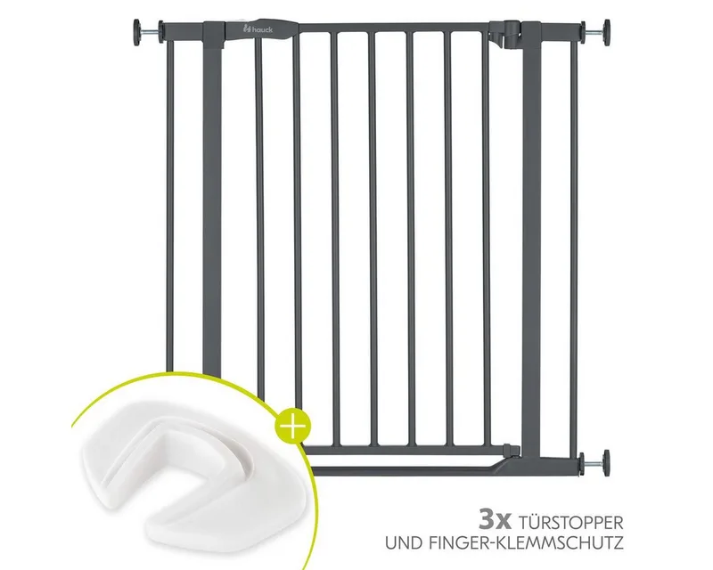 Türschutzgitter Clear Step 2 - Dark Grey, Treppenschutzgitter Set 75–80 cm ohne Bohren mit 3x Klemmschutz van Hauck in Grijs – productfoto