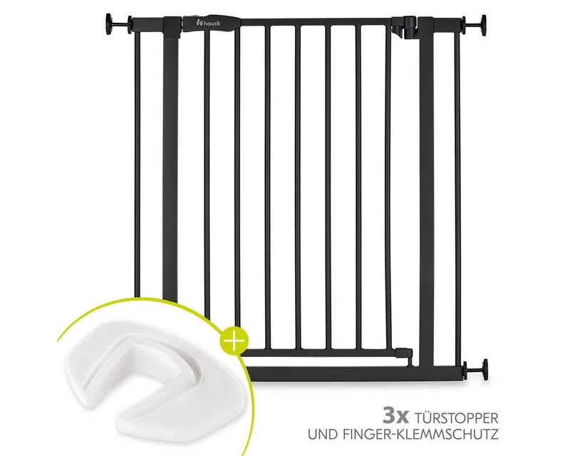 Türschutzgitter Open N Stop 2 - Black, Treppenschutzgitter Set 75–80 cm ohne Bohren mit 3x Klemmschutz från Hauck i Svart – produktbild