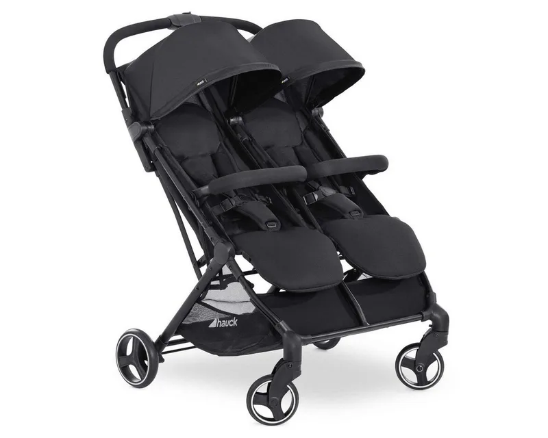 Zwillingsbuggy Swift X Duo - Black, Geschwister Buggy Zwillingsbuggy Einhändig Faltbar Kompakt faltbar van Hauck in Schwarz – productfoto
