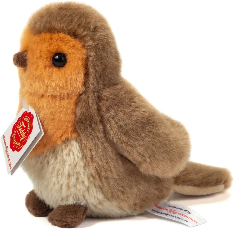 Knuffel Roodborstje - Zachte pluche vogel - 15 cm de Hermann Teddy Collection en Marron – photo produit