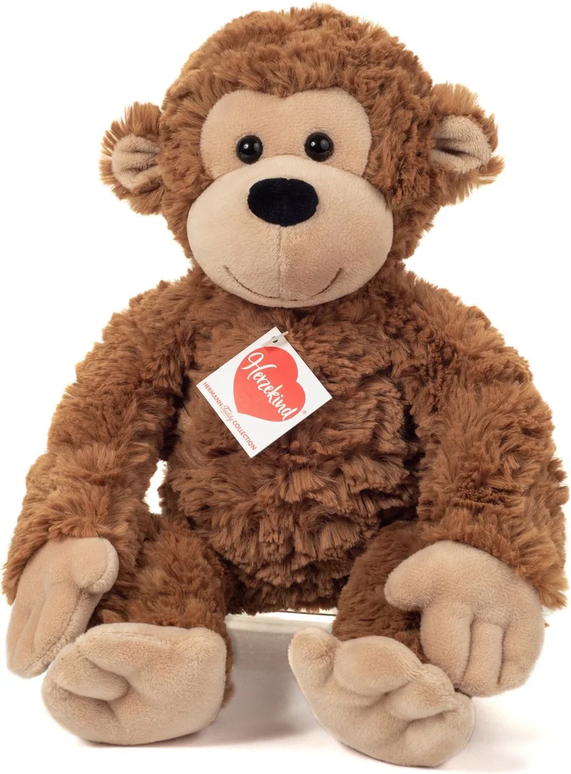 Knuffeldier Aap Fritz - pluche knuffel - premium kwaliteit - 32 cm - bosdieren apen knuffel de Hermann Teddy Collection en Lichtbruin – photo produit