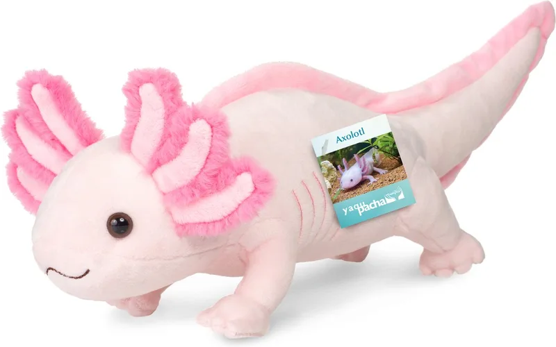 Knuffeldier Axolotl salamander - zachte pluche stof - premium knuffels - 36 cm de Hermann Teddy Collection en Rose – photo produit