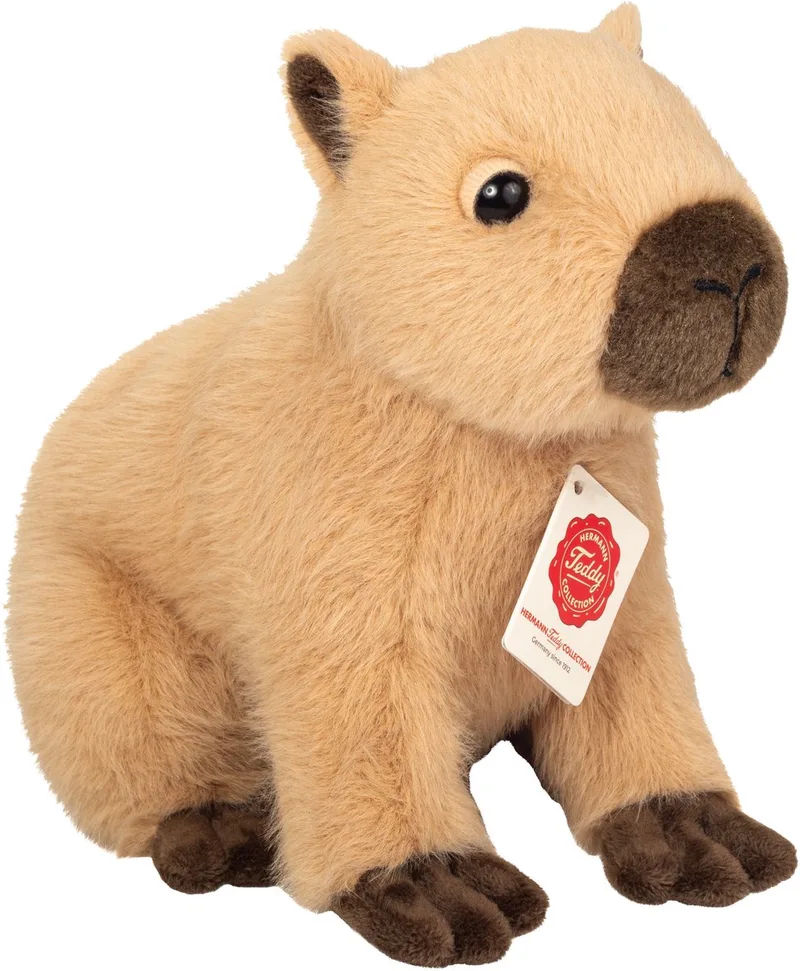 Knuffeldier Capibara - zachte pluche stof - premium knuffels - 25 cm - Knaagdieren de Hermann Teddy Collection en Lichtbruin – photo produit