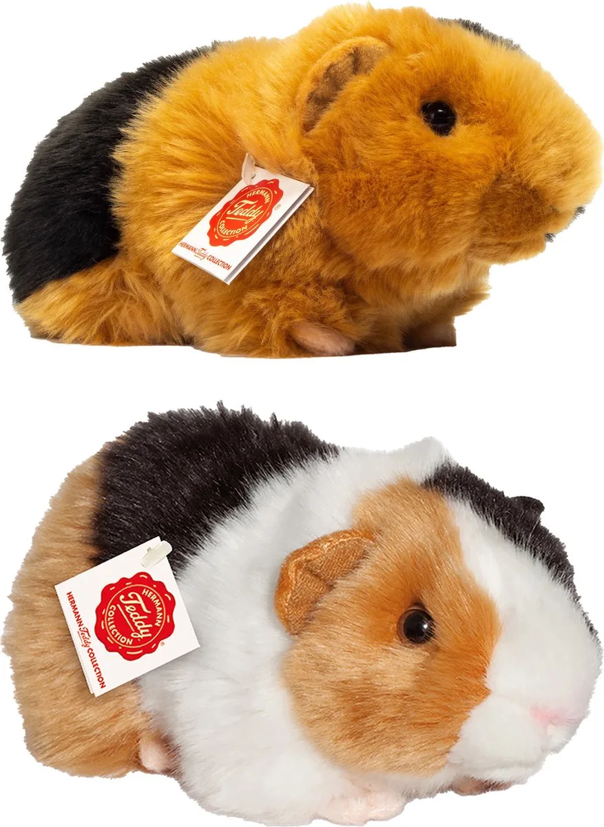Knuffeldier Cavia set 2x stuks - zachte pluche - premium knuffels - 20cm - Kleurenmix van Hermann Teddy Collection in Meerkleurig – productfoto