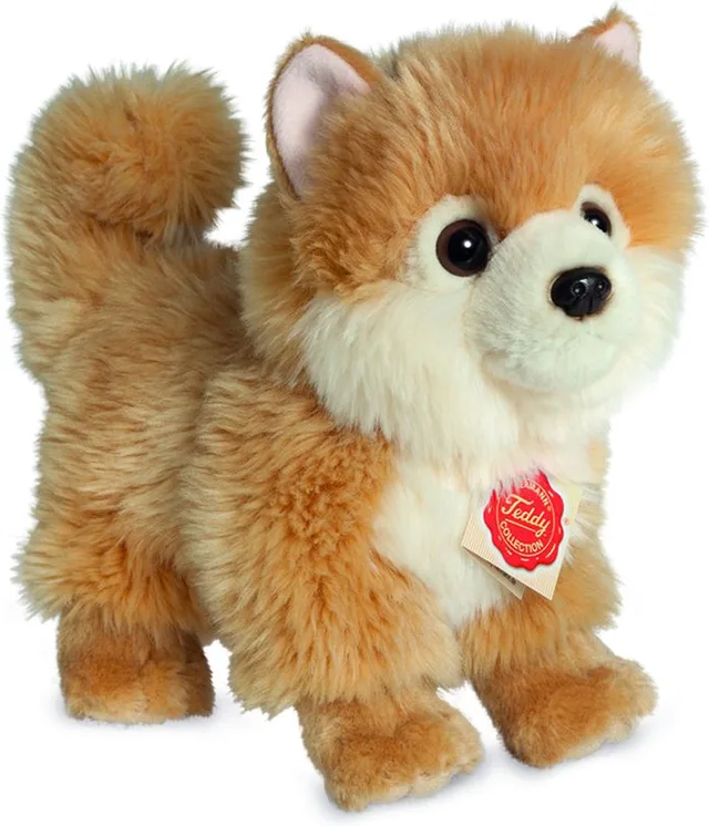 Knuffeldier dwerg keeshond - zachte pluche - premium kwaliteit knuffels - lichtbruin - 22 cm