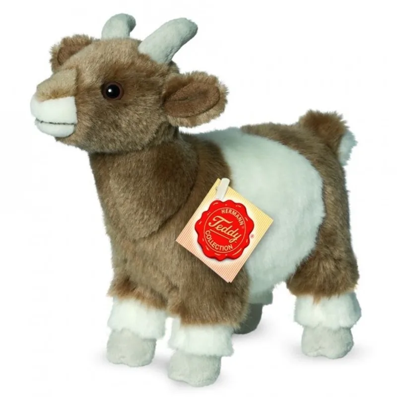 Knuffeldier Geit - zachte pluche stof - premium knuffels - bruin/wit - 22 cm fra Hermann Teddy Collection i Brun – produktbillede