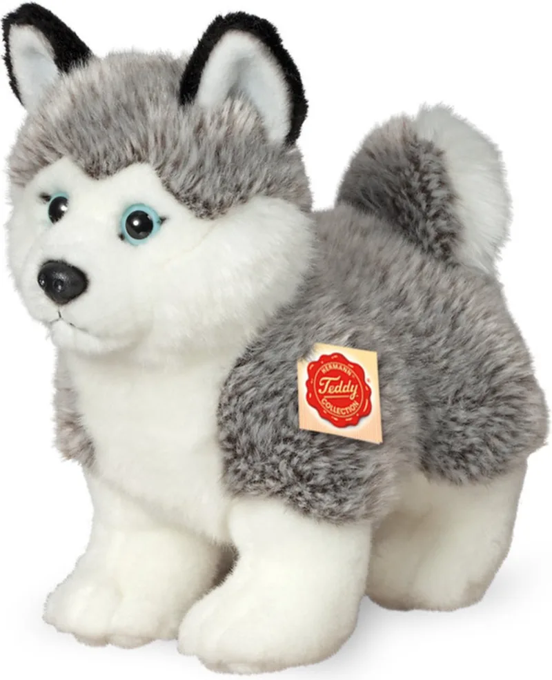 Knuffeldier hond Husky - zachte pluche - premium kwaliteit knuffels - grijs/wit - 23 cm de Hermann Teddy Collection en Gris – photo produit
