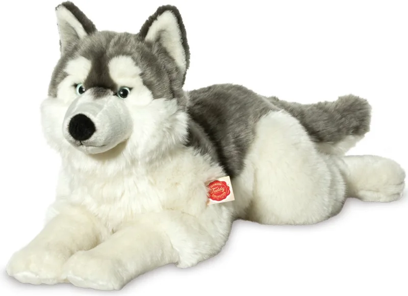 Knuffeldier hond Husky - zachte pluche - premium kwaliteit knuffels - grijs/wit - 60 cm fra Hermann Teddy Collection i Grå – produktbillede