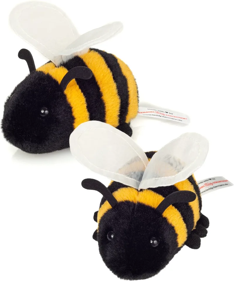 Knuffeldier Honingbij - 2x - zachte pluche stof - premium knuffels - geel/zwart - 11 cm - Bijen knuffels von Hermann Teddy Collection in Gelb – Produktfoto