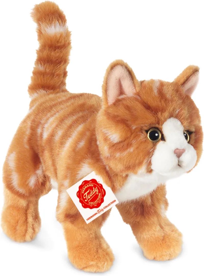 Knuffeldier kat/poes - zachte pluche stof - premium kwaliteit knuffels - rood/oranje - 20 cm de Hermann Teddy Collection en Rouge – photo produit