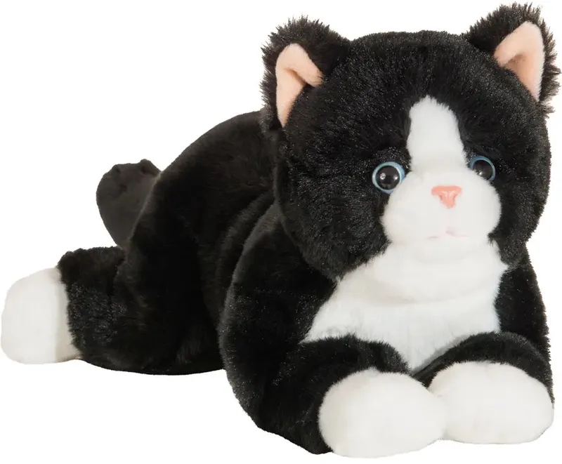 Knuffeldier kat/poes - zachte pluche stof - premium kwaliteit knuffels - zwart/wit - 30 cm de Hermann Teddy Collection en Noir – photo produit