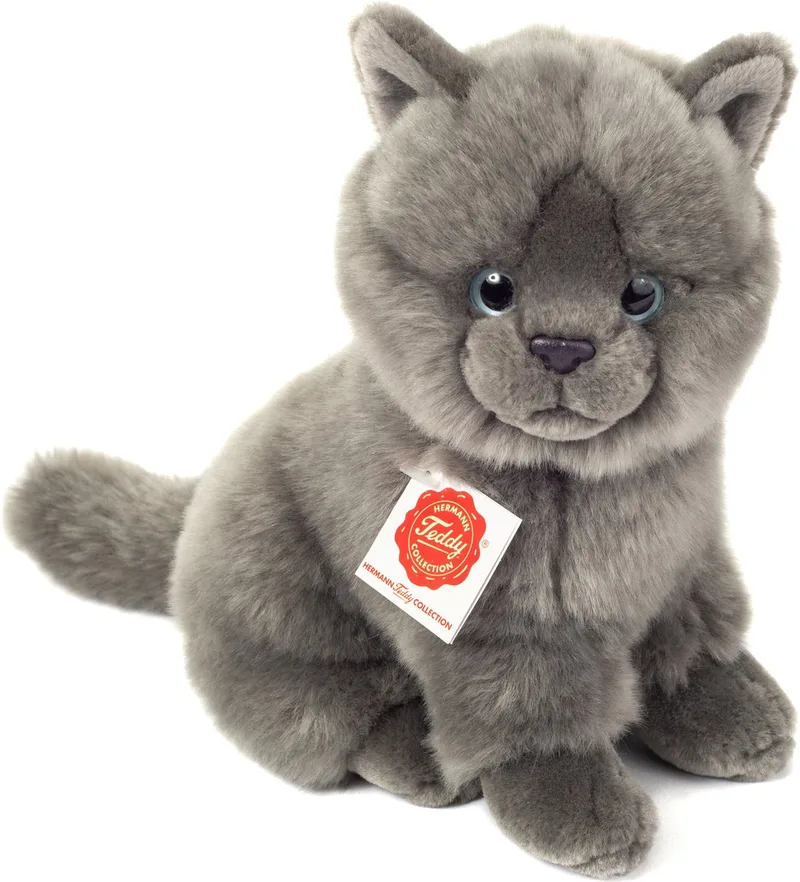Knuffeldier kat/poes - zachte pluche stof - premium kwaliteit knuffels - 30 cm de Hermann Teddy Collection en Gris – photo produit