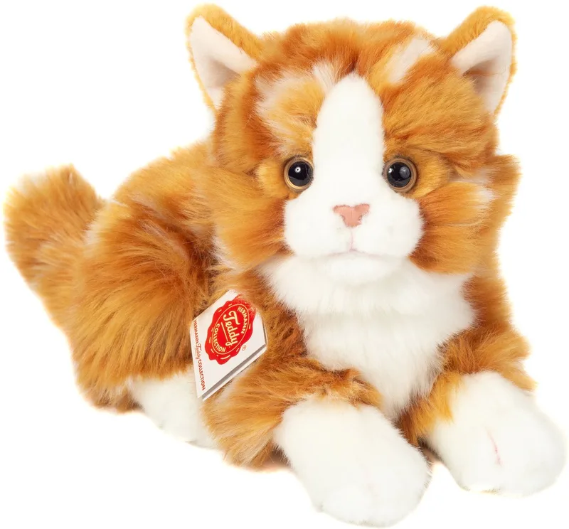 Knuffeldier kat/poes - zachte pluche stof - premium kwaliteit knuffels - rood/oranje - 30 cm de Hermann Teddy Collection en Rouge – photo produit