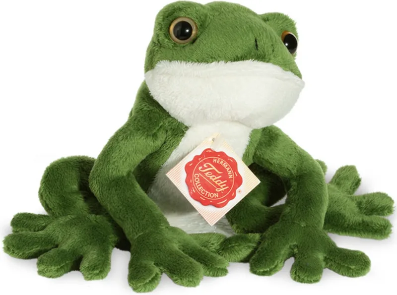 Knuffeldier Kikker - zachte pluche stof - premium knuffels - 15 cm - kikkers de Hermann Teddy Collection en Vert – photo produit