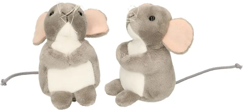 Knuffeldier Muis - 2x - pluche stof - premium kwaliteit knuffels - 11 cm - muizen von Hermann Teddy Collection in Grau – Produktfoto