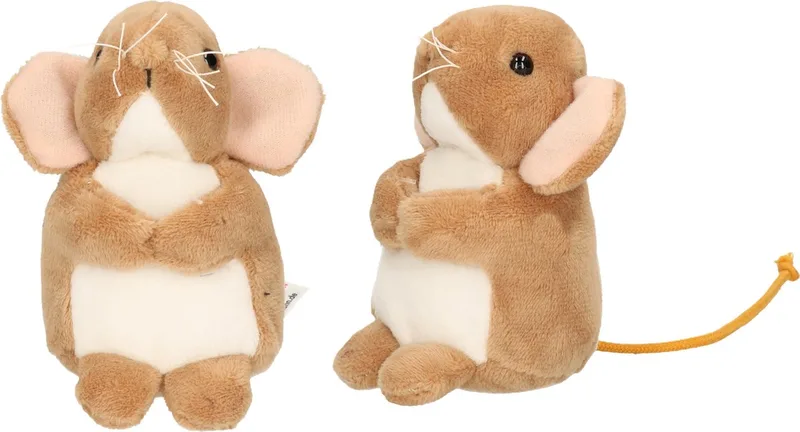Knuffeldier Muis - 2x - pluche stof - premium kwaliteit knuffels - 11 cm - muizen de Hermann Teddy Collection en Marron – photo produit