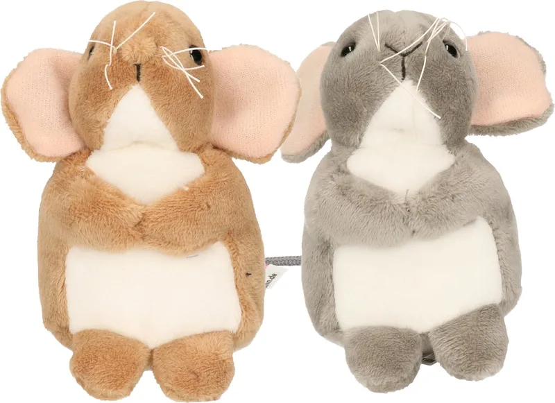 Knuffeldier Muizen - 2x stuks - zachte pluche stof - grijs/bruin -11 cm de Hermann Teddy Collection en Marron – photo produit