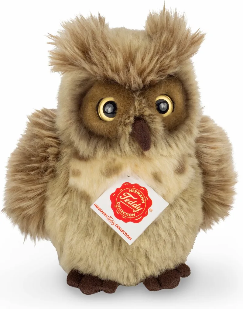 Knuffeldier Uil - zachte pluche stof - premium knuffels - 17 cm - Vogels/uilen von Hermann Teddy Collection in Braun – Produktfoto