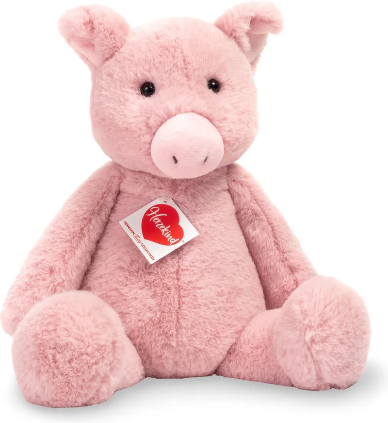 Knuffeldier varken/biggetje - pluche stof - premium kwaliteit knuffels - 32 cm de Hermann Teddy Collection en Rose – photo produit