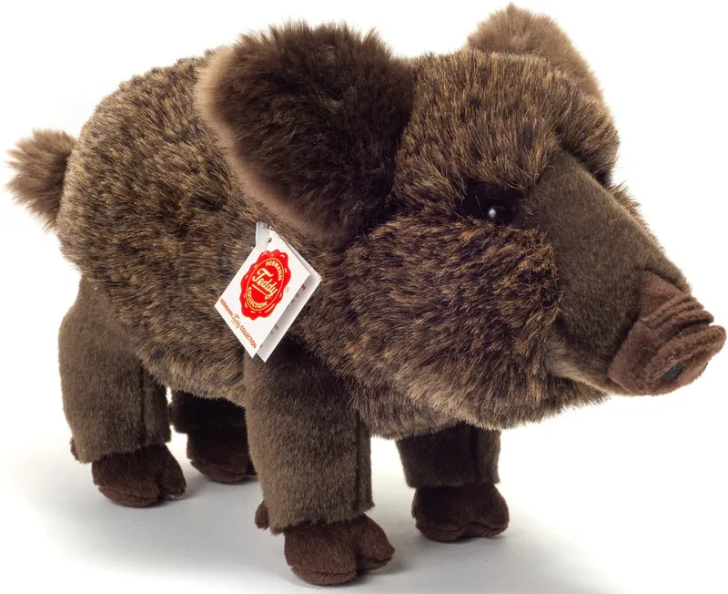 Knuffeldier Wild Zwijn - zachte pluche stof - premium knuffels - 30 cm fra Hermann Teddy Collection i Grå – produktbillede