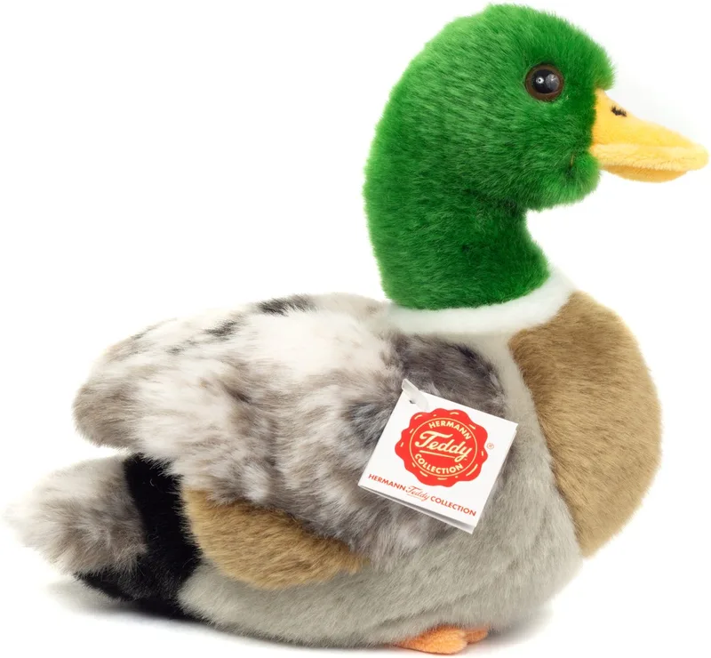 Knuffeldier Wilde Eend - zachte pluche stof - premium knuffels - bruin/groen - 24 cm - Eenden/vogels de Hermann Teddy Collection en Multicolore – photo produit