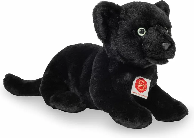 Teddy Hermann® Kuscheltier Panther Baby liegend 30 cm, zum Teil aus recyceltem Material von Hermann Teddy Collection in Schwarz – Produktfoto