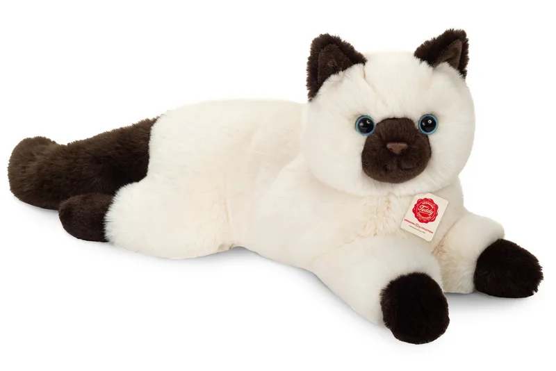 Kuscheltier Birma-Katze, liegend, 36 cm, zum Teil aus recyceltem Material från Hermann Teddy Collection i Vit – produktbild