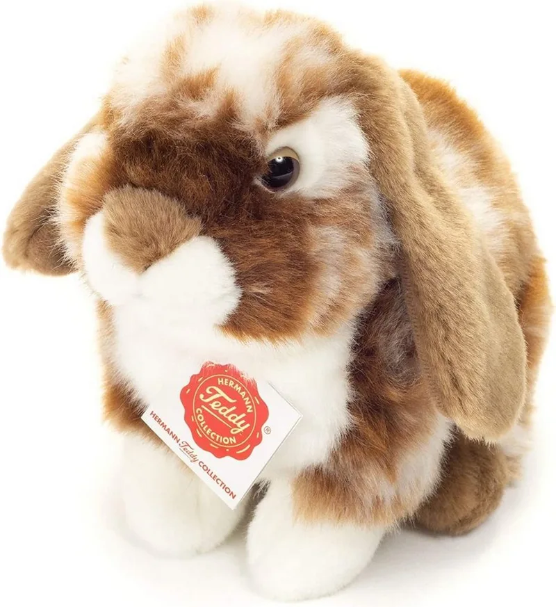 Kuscheltier Hase sitzend dunkelbraun/weiß 20 cm, zum Teil aus recyceltem Material de Hermann Teddy Collection – photo produit