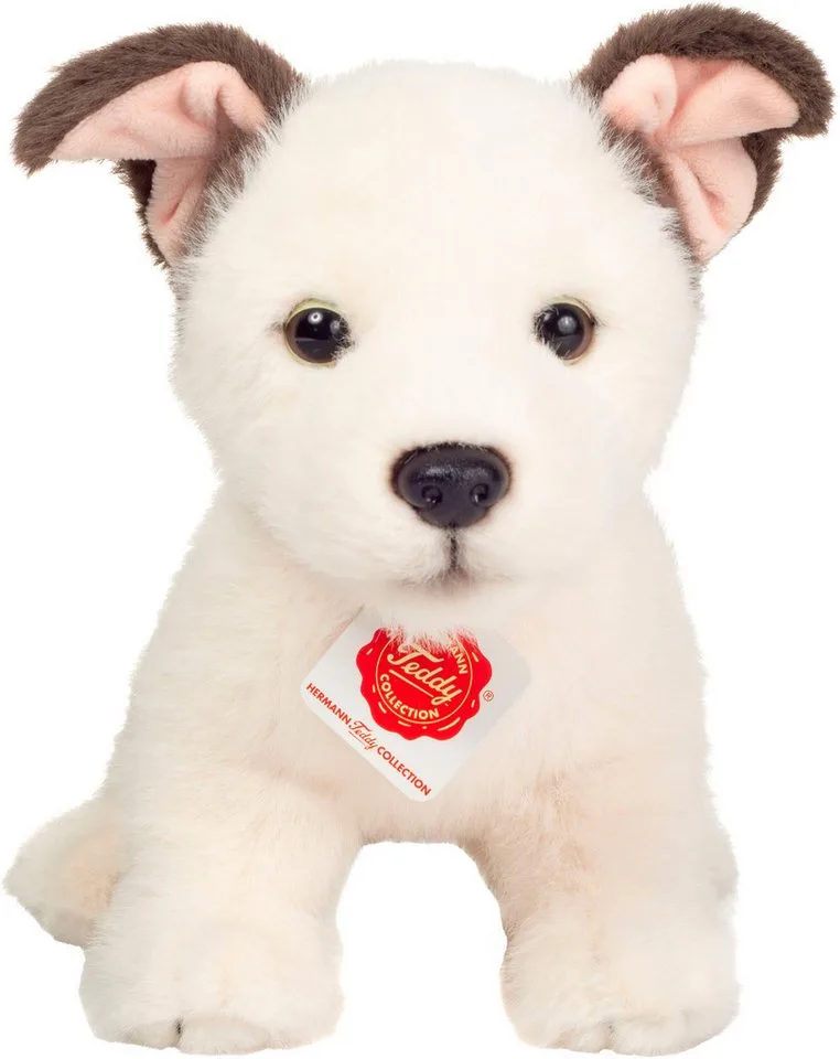 Kuscheltier Hundewelpe Russell 25 cm von Hermann Teddy Collection in Braun, Weiß – Produktfoto