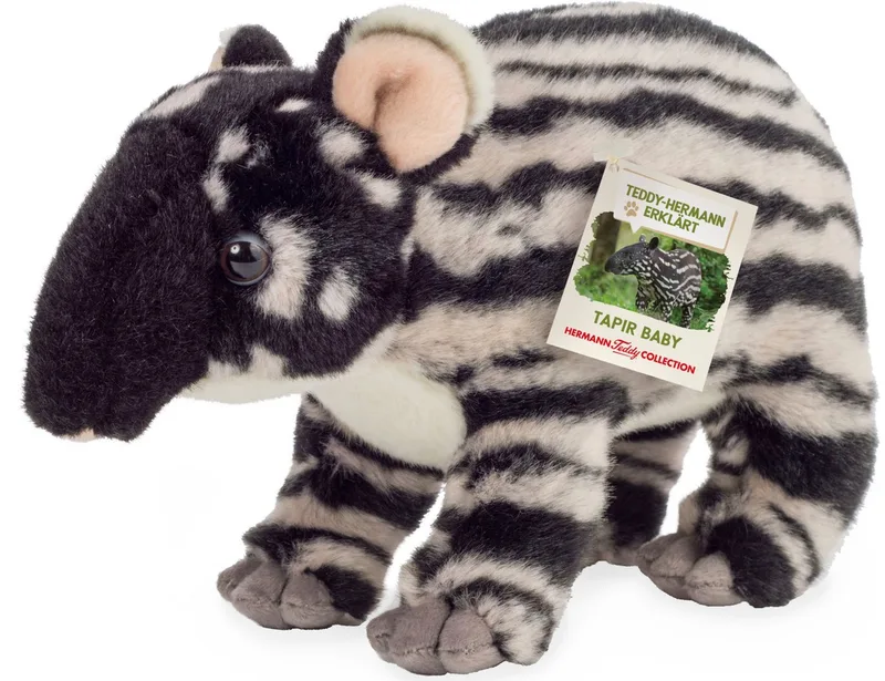Kuscheltier Tapir Baby 24 cm, schwarz/weiß, zum Teil aus recyceltem Material van Hermann Teddy Collection in Zwart – productfoto
