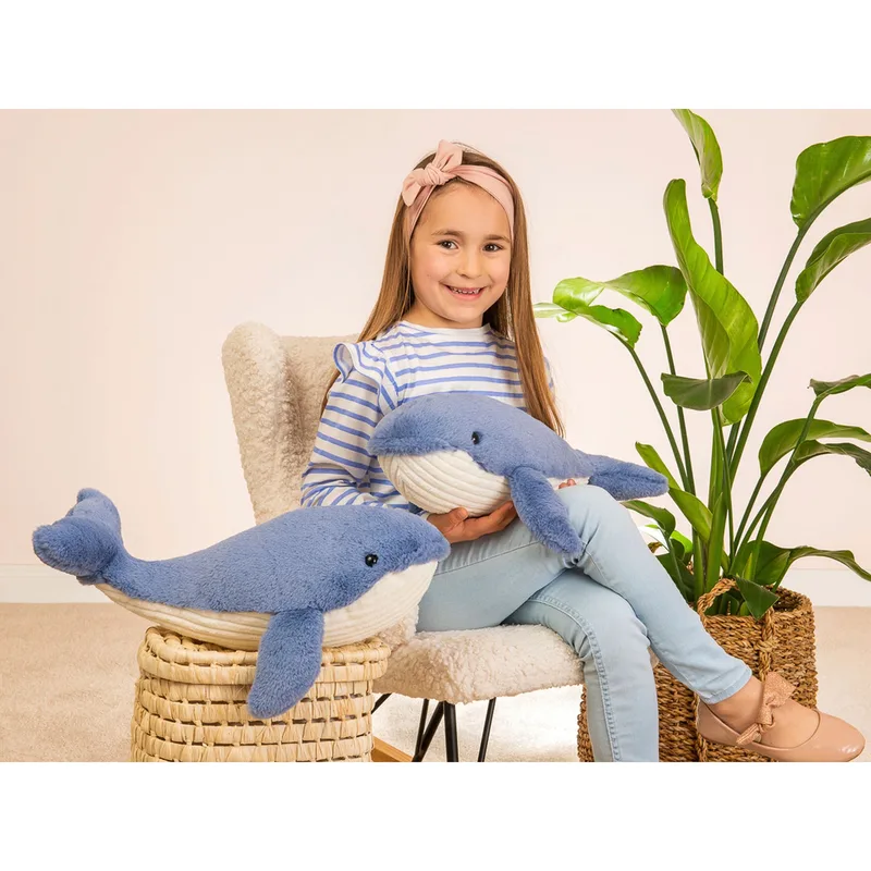 Kuscheltier Walfisch Waltraud 44 cm von Hermann Teddy Collection in Blau, 44 × 17 × 10 mm – Produktfoto