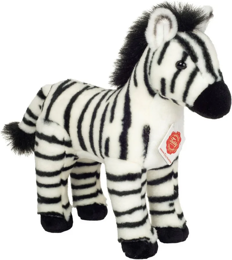 Kuscheltier Zebra, 25 cm, zum Teil aus recyceltem Material van Hermann Teddy Collection in Zwart, Wit – productfoto