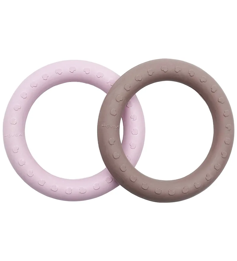 Bijtring - 2-pack - Powder Roze & Tan Beige van Hevea – productfoto