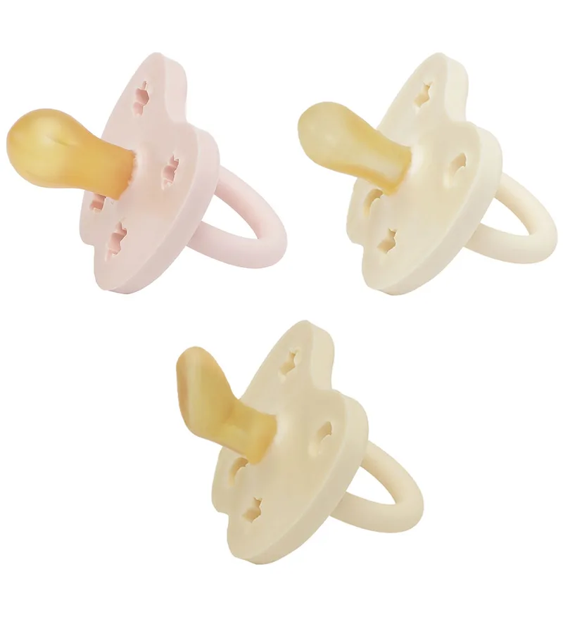 Fopspenen - 0-3 mnd. - 3-pack - Natuurlijk Rubber - Meisje de Hevea – photo produit