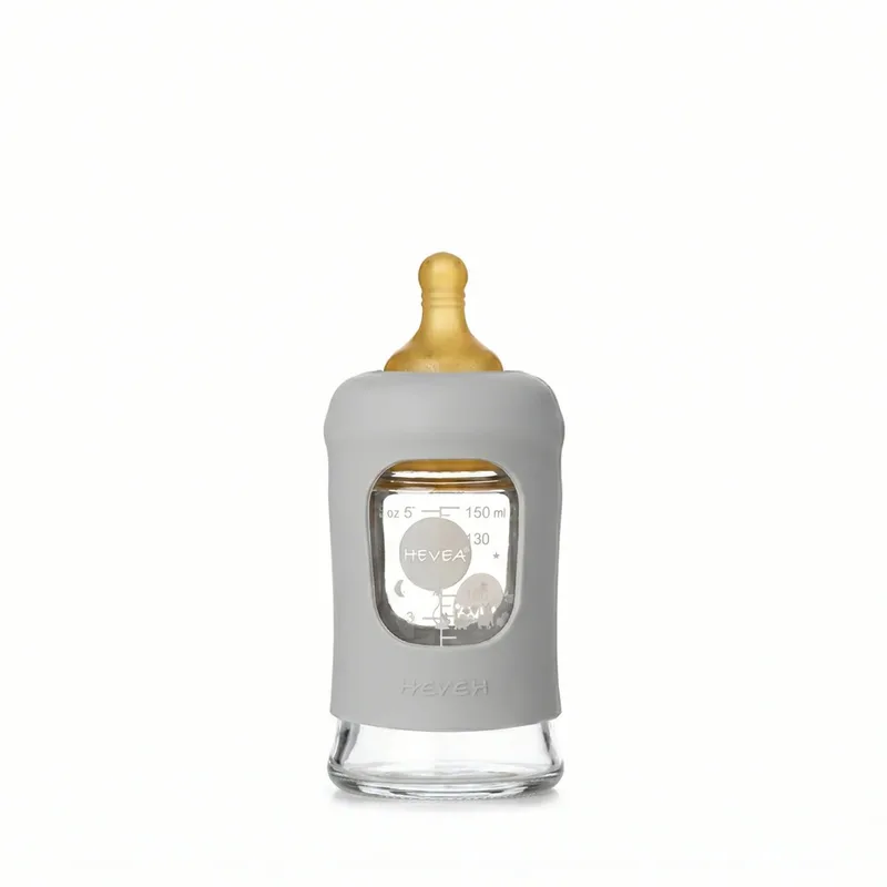 Glazen Fles - Brede Hals 150ml - Met Sleeve - Gorgeous Grey by Hevea in Grijs – product photo
