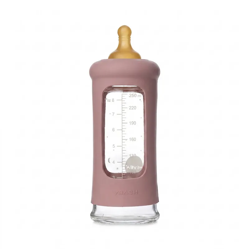 Glazen Fles - Brede Hals 250ml - Met Sleeve fra Hevea i Rosewood – produktbillede
