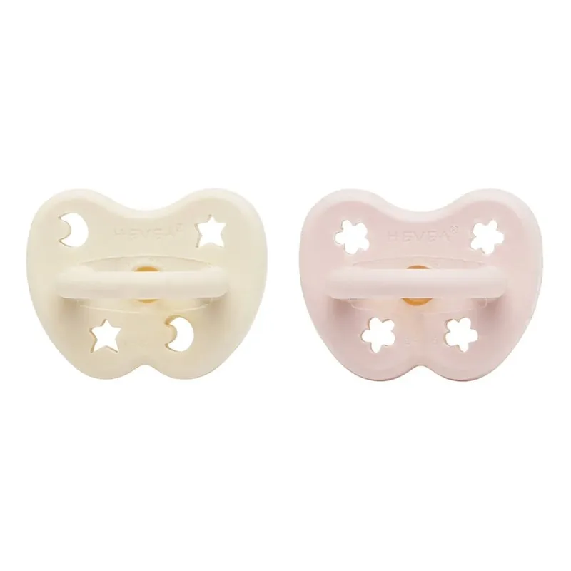 Hevea 2-pack Fopspenen Orthodontisch (0-3 M) - Powder Pink/Milky White - 0-3 maanden de Hevea – photo produit