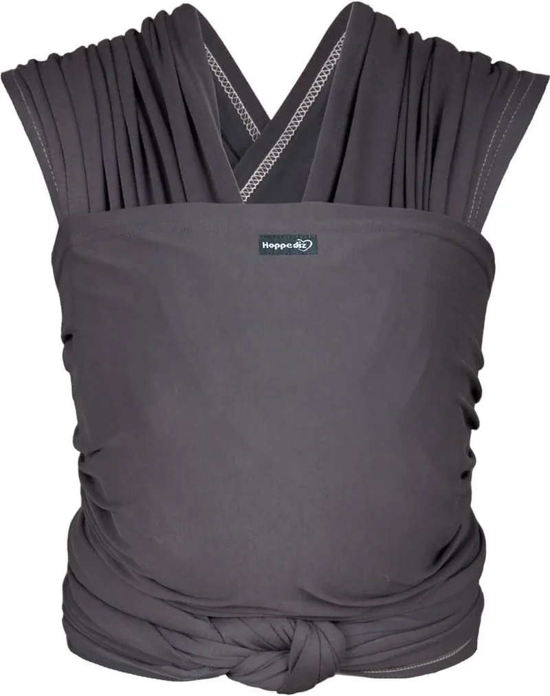 Elastische draagdoek voor premature en pasgeboren baby's, inclusief draaginstructies, houtskool by Hoppediz in Antraciet – product photo