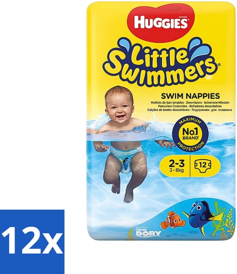 12 x Huggies Little Swimmers maat 2-3 (3-8 kg) 12 stuks per verpakking - Zwemluiers - Zwemluiers Maat 2-3 - Zwemluiers Voor Kinderen - Zwemluiers Voor Jonge Kinderen - Zwemluiers Voor Zwembad by Huggies – product photo