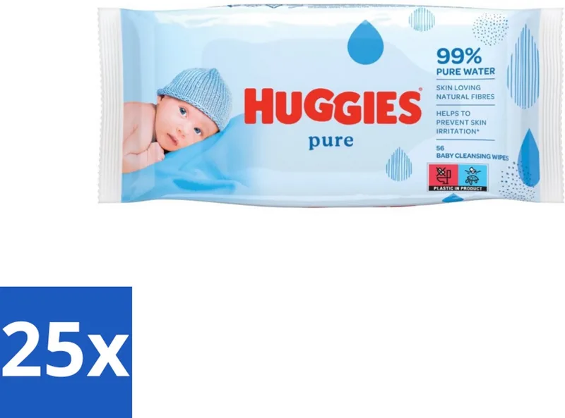 25 x Huggies - Billendoekjes - Pure - Tegen Huidirritaties - 56 Babydoekjes - Babydoekjes - Huidverzorging - Hypoallergeen - Babyhuid - Reiniging fra Huggies – produktbillede