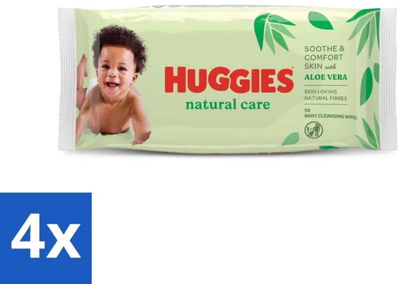 4 x Huggies - Billendoekjes - Huidvriendelijk - Met Aloë Vera - 56 Babydoekjes - Billendoekjes - Babybillendoekjes - Natuurlijke Billendoekjes - Billendoekjes Met Aloë Vera - Billendoekjes Met Vitamine E by Huggies – product photo