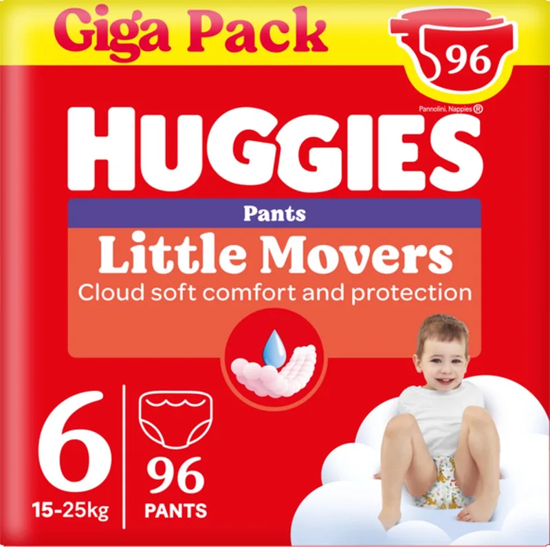 Little Movers baby luierbroekjes, Maat 6 (15 tot 25 kg), 96 luierbroekjes met Disney© designs, Giga pack fra Huggies – produktbillede
