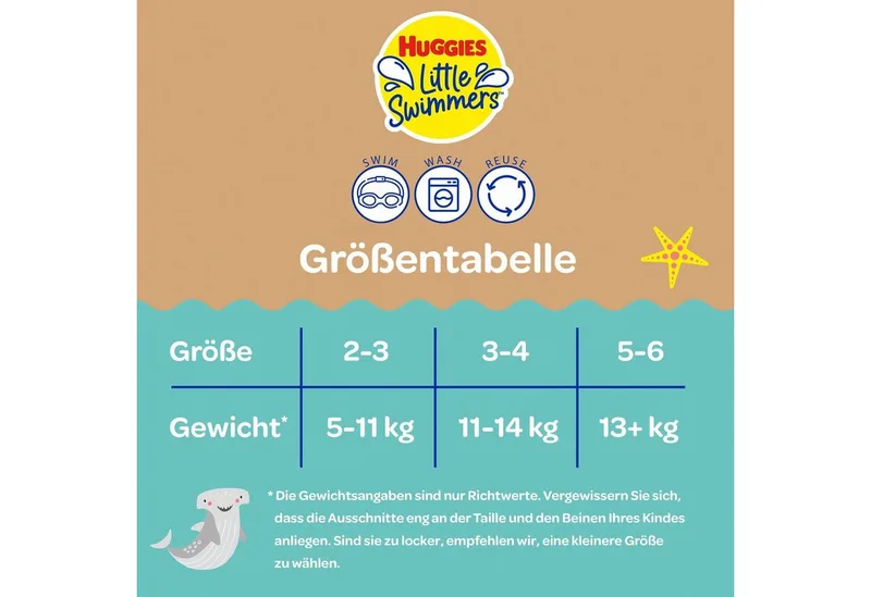 Little Swimmers - Zwemluier wasbaar - maat 3/4 - 11 tot 14 kg - herbruikbaar zwembroekje - 1 stuk fra Huggies – produktbillede 3 af 5