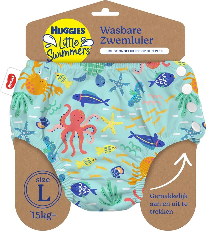 Little Swimmers - Zwemluier wasbaar - maat 5/6 - 13+ kg - herbruikbaar zwembroekje - 1 stuk de Huggies – photo produit
